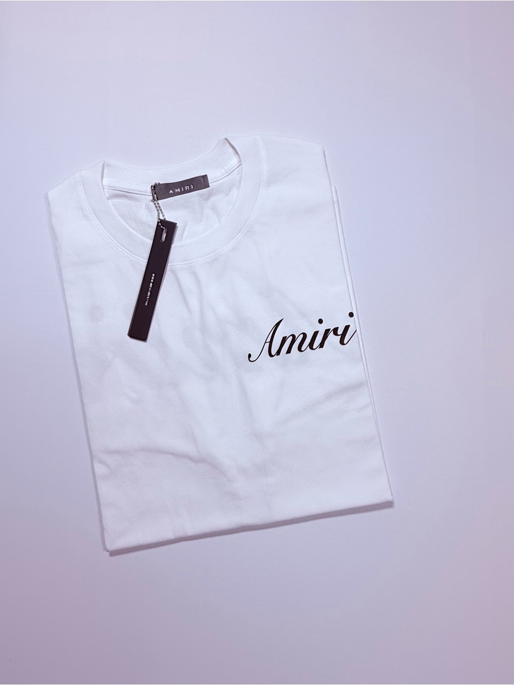 AMIRI White Tee with Black Script Logo